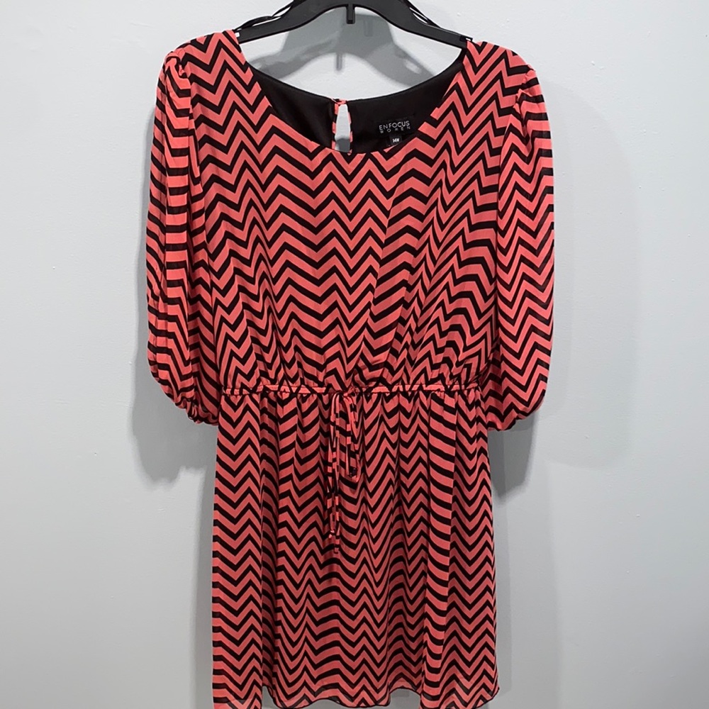 Salmon Chevron 3/4 sleeve dress